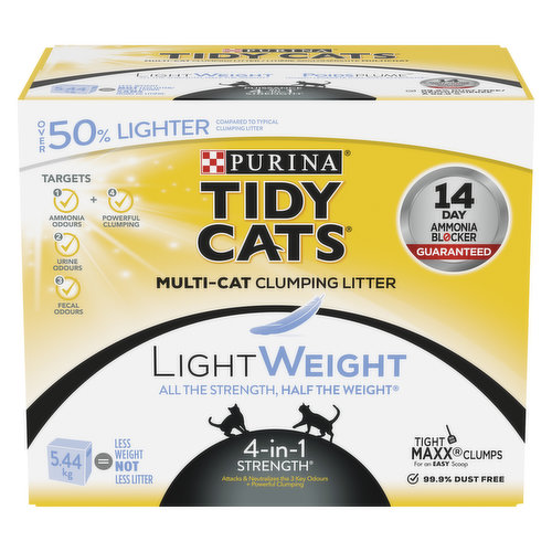 purina - Tidy Cats LightWeight 4-in-1 Strength Multi-Cat, Clumping Cat Litter 5.44 kg