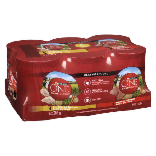 Purina - Purina ONE Classic Ground Variety Pack Chicken & Beef, Wet Dog Food 6 x 368 g