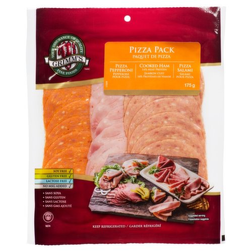 Contains 3 delicious meats for a tasty homemade pizza: pepperoni, ham, salami. Soy, gluten, and lactose free. No MSG added.