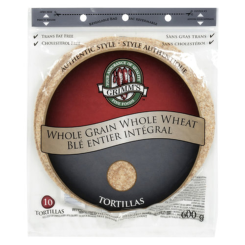 GRIMMS - Tortilla Whole Wheat 10 Inch