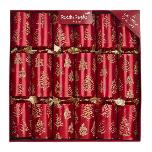 Christmas Crackers - Red with Gold Glitter Trees
