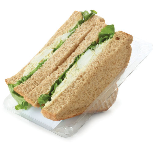 Thick Sliced White or Whole Wheat Bread, Mayonnaise, Egg Salad and Leaf Lettuce.