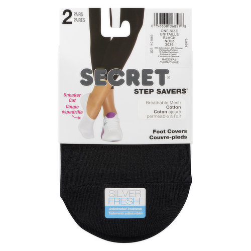 Secret - Step Savers Cotton Foot Covers - Black