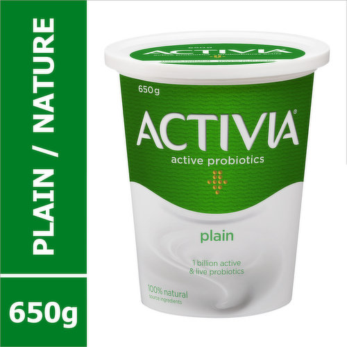 Danone Activia Plain Yogurt is a creamy yogurt filled with live probiotics. These good bacteria, the B.L. Regularis, are exclusive to Activia and contribute to the health of the intestinal flora. Activia plain yogurt has 100% naturally sourced ingredients. It contains many important nutrients, including calcium and potassium, and has 3.2% fat. Simple and tasty.