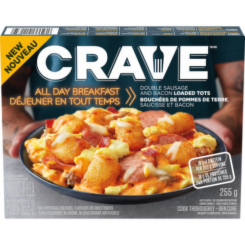 Crave - All Day Breakfast Double Sausage and Bacon Tots