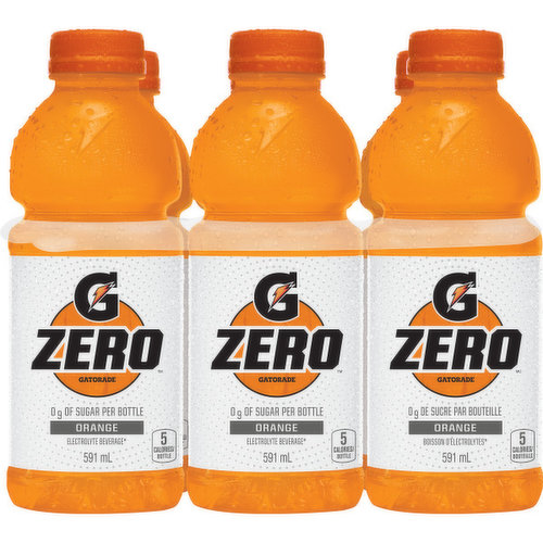 The refreshing taste of orange & 0g of sugar added -  helps quench your thirst, rehydrate & replenish fluids. Size 6X591ml.