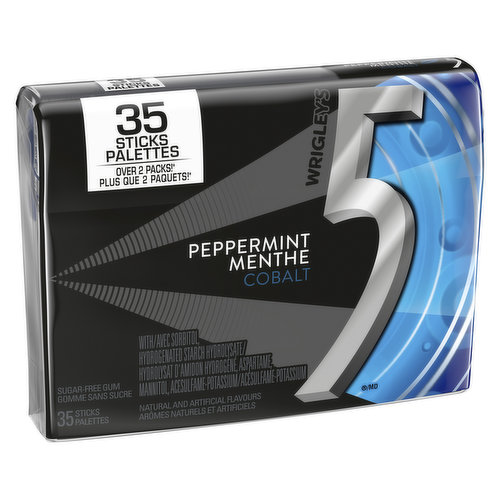 Five - Peppermint-Cobalt Sugar Free Chewing Gum, 35 Sticks