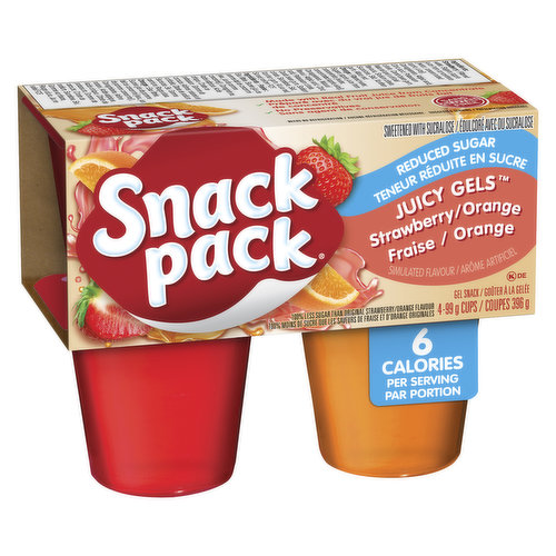 Snack Pack - Juicy Gels Reduced Sugar Strawberry Orange Cups