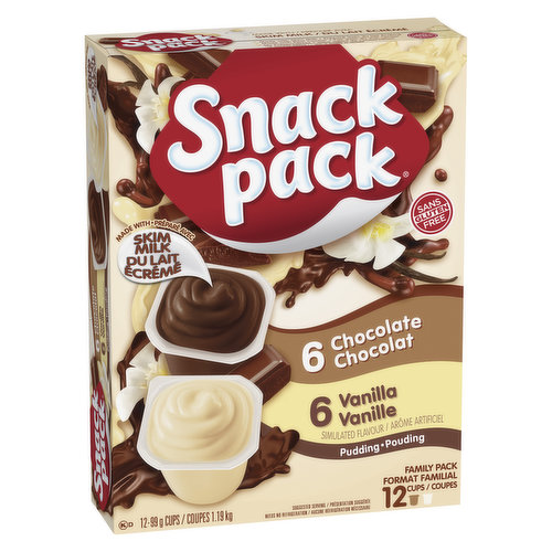 Snack Pack - Chocolate & Vanilla Pudding Cups, Family Pack