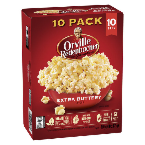 Orville Redenbacher's - Extra Buttery Flavour Microwave Popcorn, Pack of 10 Bags