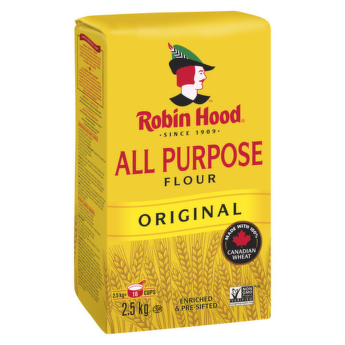 Enriched & Pre-Sifted. Milled from High Quality Hard Red Spring Wheat and Soft Wheat, our All Purpose Flour Protein Content Lies in Between our Best for Bread and Best for Cake & Pastry Flours.