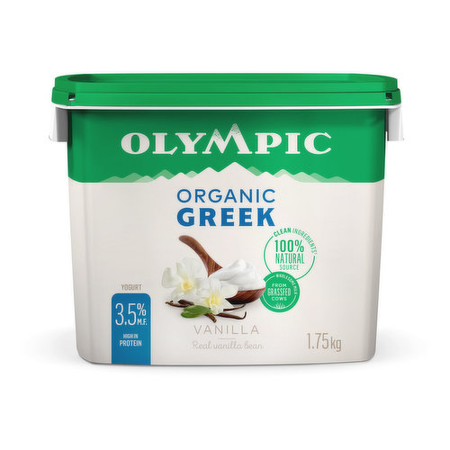 Our Organic greek high in protein vanilla yogurt is made with good, fresh organic milk from our grassfed cows and 100% natural source, clean ingredients. Our real organic vanilla beans offers a velvety taste thats so sweet. Olympic Organic yogurt is better for everyone: the people, but also our cows.