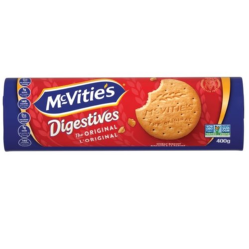 Original McVitie's Digestives. Uniquely delicious, its sweet wheaty taste and distinctive size make it the undisputed king of biscuits. No Artificial Flavour or Colour Added.