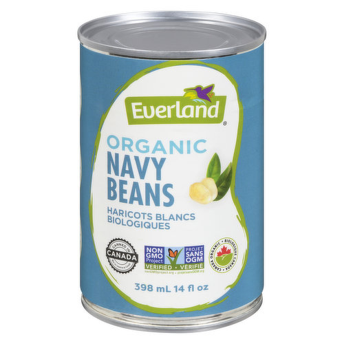 Certified organic Navy beans soaked overnight and cooked thoroughly with no chemical additives. Navy beans are small and have a mild flavor. It is the bean used to make baked beans. Non gmo