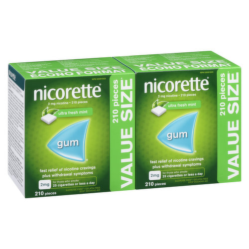 Nicorette - Nicotine Polacrilex Gum 2mg - Ultra Fresh Mint