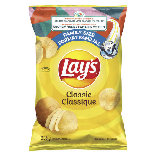 Crispy, light tasting, fresh & delicious, Lays Classicpotato chips were designed to put a smile on everyones face, which makes them the perfect snack to share. It's the 'classic' snack tradition Canadians love! Gluten free kosher.