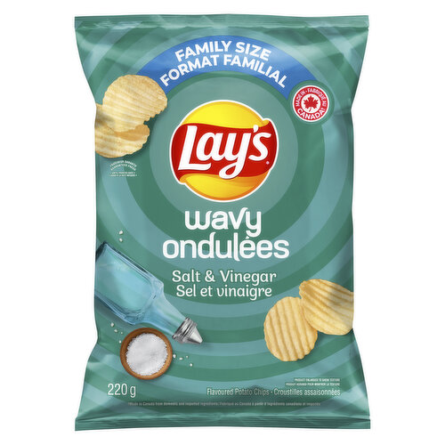 Lays - Potato Chips, Wavy Salt & Vinegar - Family Size