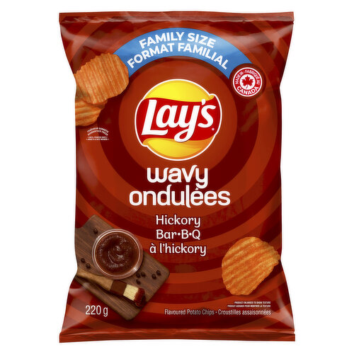 Lays - Potato Chips, Wavy Hickory BBQ - Family Size