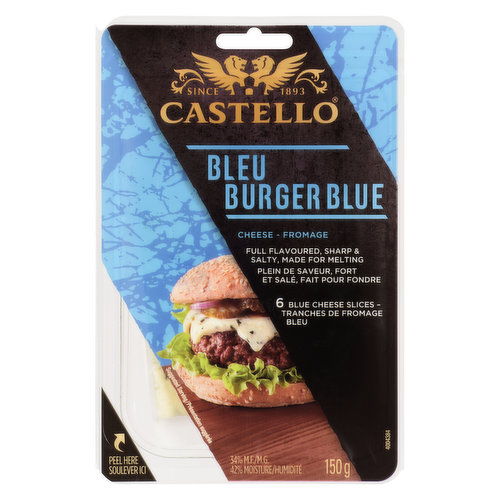6 Blue Cheese Slices. The Perfect Size for Creating a Flavorful Burger.