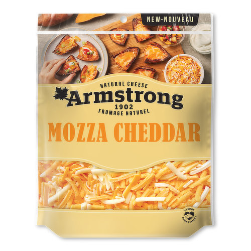 Mozza Cheddar is a blend of pressed mozzarella and a mild cheddar cheese all in one. This delicious pairing goes great on baked potatoes, salads, soup, or pasta.