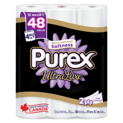 Purex Pure Comfort Double Roll Toilet Paper, 2-ply Tissue, 12-pk