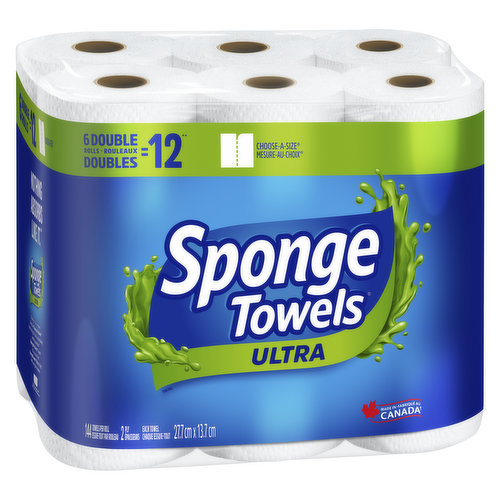 2 Ply. Works twice as hard with double-sided Sponge Pockets. Choose-A-Size format allows you to use as much or as little as you need. 6 Mega Rolls = 12 Regular Rolls.