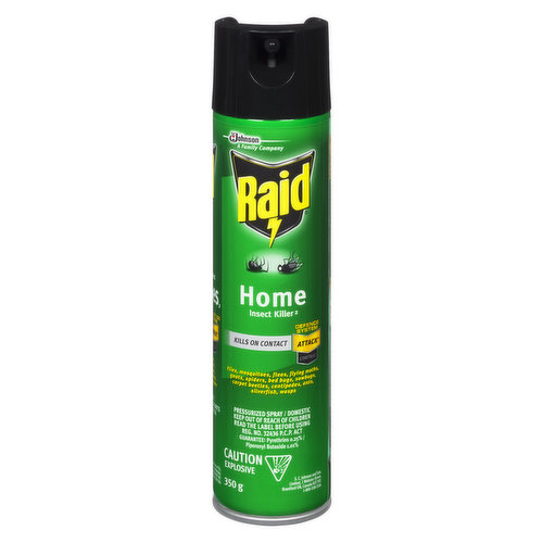 Kills on Contact. Kills Ants, Spiders, Beg Bugs, Flies, Mosquitoes and Wasps. Pressurized Spray.