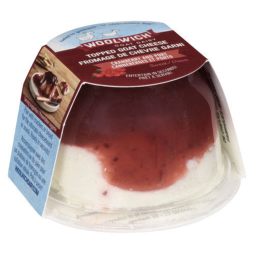 Woolwich Dairy's original goat cheese is topped with sweet, port-spiked cranberries, orange, ginger and lemon.
