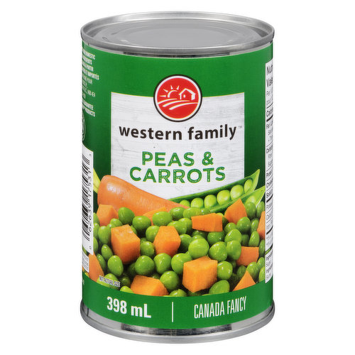 Canned Canada Fancy Peas & Carrots.