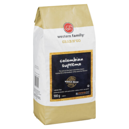 Western Family - Grab N'Go Colombian Supremo Coffee - Whole Bean