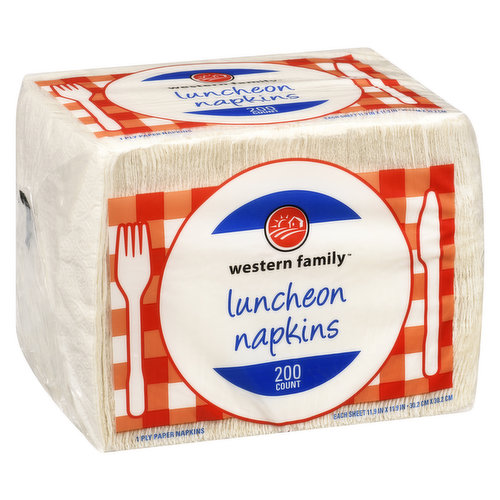 Western Family - Luncheon Napkins - White