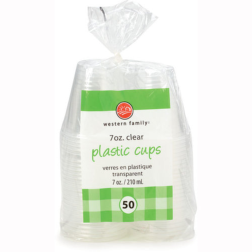 Western Family - Clear Plastic Cups - 7 oz