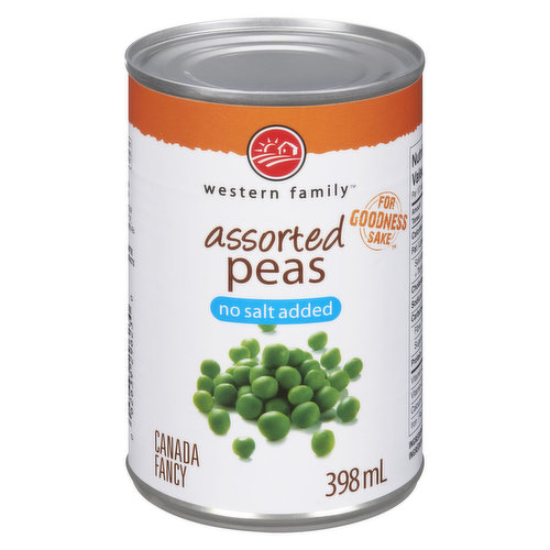 Canned Canada Fancy Unsalted Peas. Assorted Sizes.