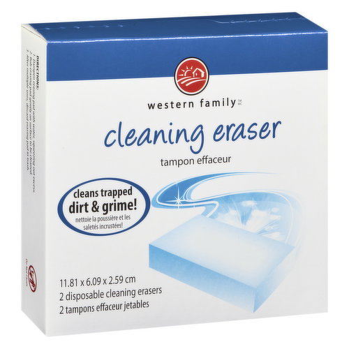 Wet & Wipe. Cleans Trapped Dirt & Grime! 2 Disposable Cleaning Erasers. 11.81 x 6.09 x 2.59 cm.