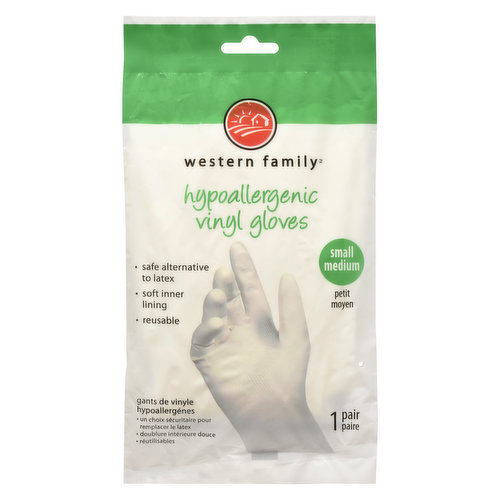 Western Family - Hypoallergenic Vinyl Gloves Small Medium