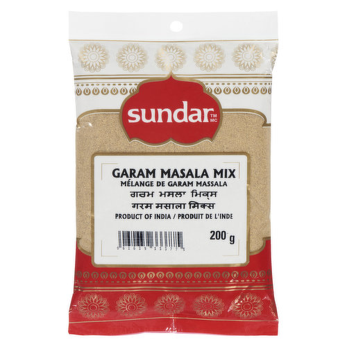 Product of India. A Mix of Coriander, Cumin, Ginger, Black Pepper, Nutmeg, Cinnamon, Clove, Bay Leaves and Black Cardamom Make up this Spice Blend.