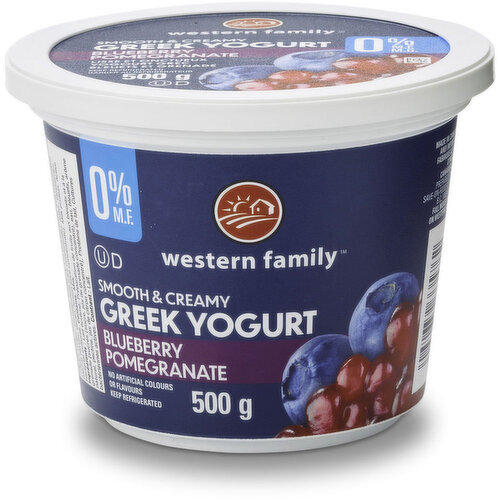 Western Family - Greek Yogurt Smooth & Creamy Blueberry 0% M.F.