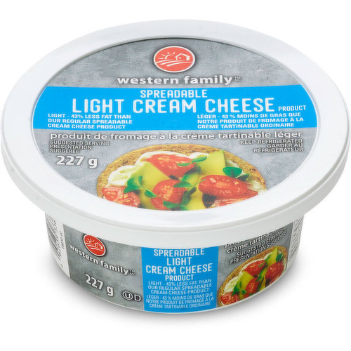 43% less fat than our regular spreadable cream cheese product.