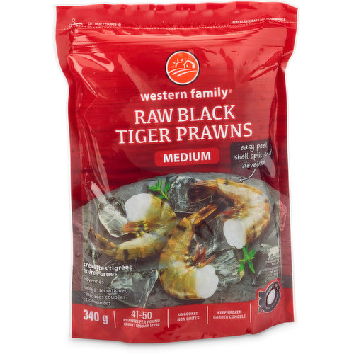 Western Family - Raw Black Tiger Medium Prawns