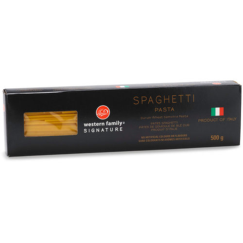 Durum Wheat Semolina Pasta. Product of Italy. Pairs well with any type of sauce. From the most traditional recipes to avante-garde creations, a plate of spaghetti is always perfect for any occasion.