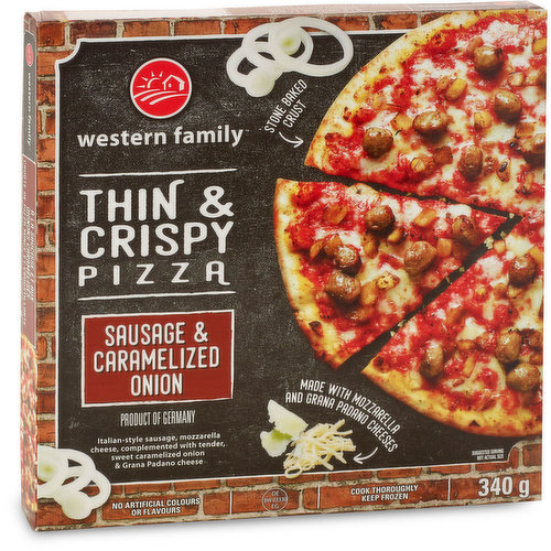 Western Family - Pizza Thin & Crispy - Sausage & Caramelized Onion