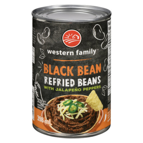 Western Family - Refried Black Beans With Jalapeno Peppers