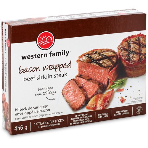 Western Family - Beef Sirloin Steak - Bacon Wrapped