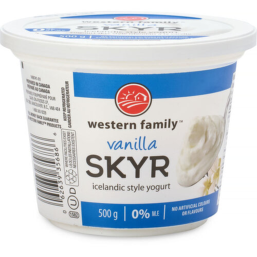 Western Family - SKYR Icelandic Style yogurt 0% M.F.  - Vanilla