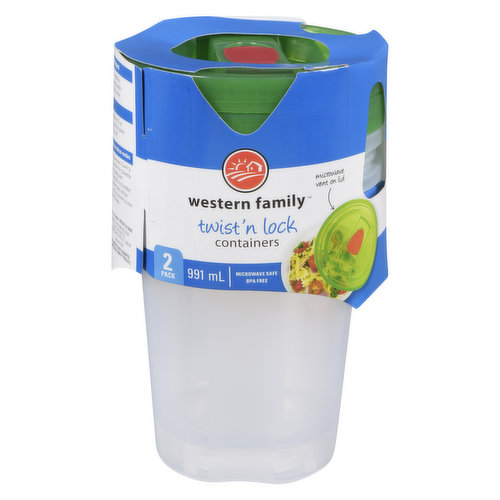 Ziploc Containers & Lids, Round, Medium, 1 Quart 2 Ea, Plastic Containers