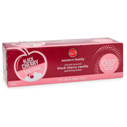 western Family - Sparkling Water - Black Cherry Vanilla 355mL Cans