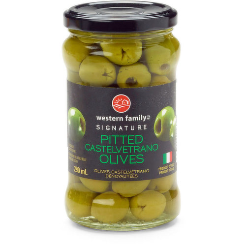 Green Olives, with a smooth buttery flavour Use in a variety of recipes, or for snacking right from the jar. Product of Italy.