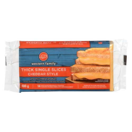 western Family - Thick Single Slices - Cheddar Style Process Cheese Product