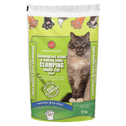 western Family - Clumping Multi-Cat Litter, Lemongrass Scent & Baking Soda