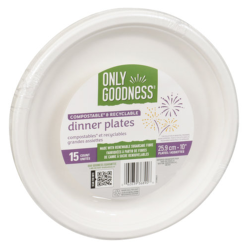 ONLY GOODNESS - Compostable Dinner Plates, 10in